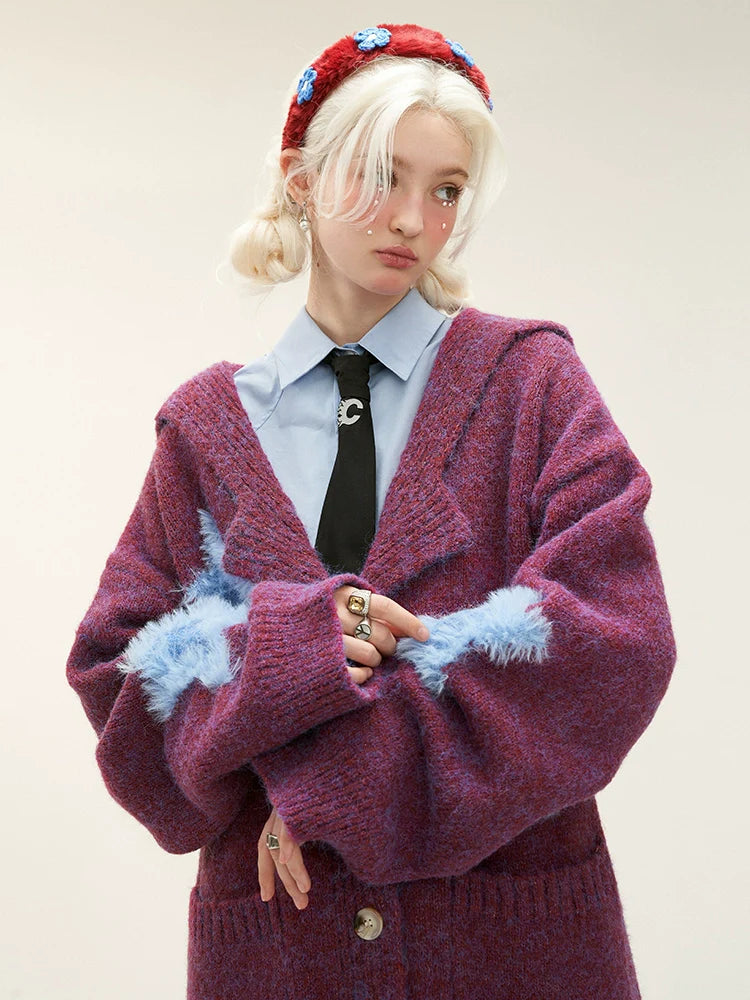 Dunkle Strickjacke Strick Farbe Stern Lose Fell