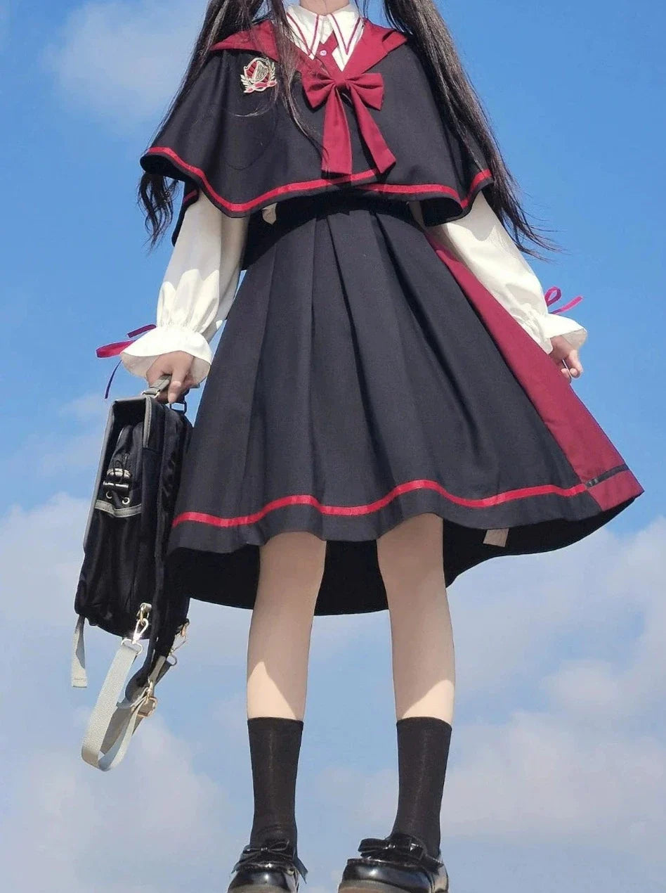 Shirt Cloak Skirt Magic Pleated Black