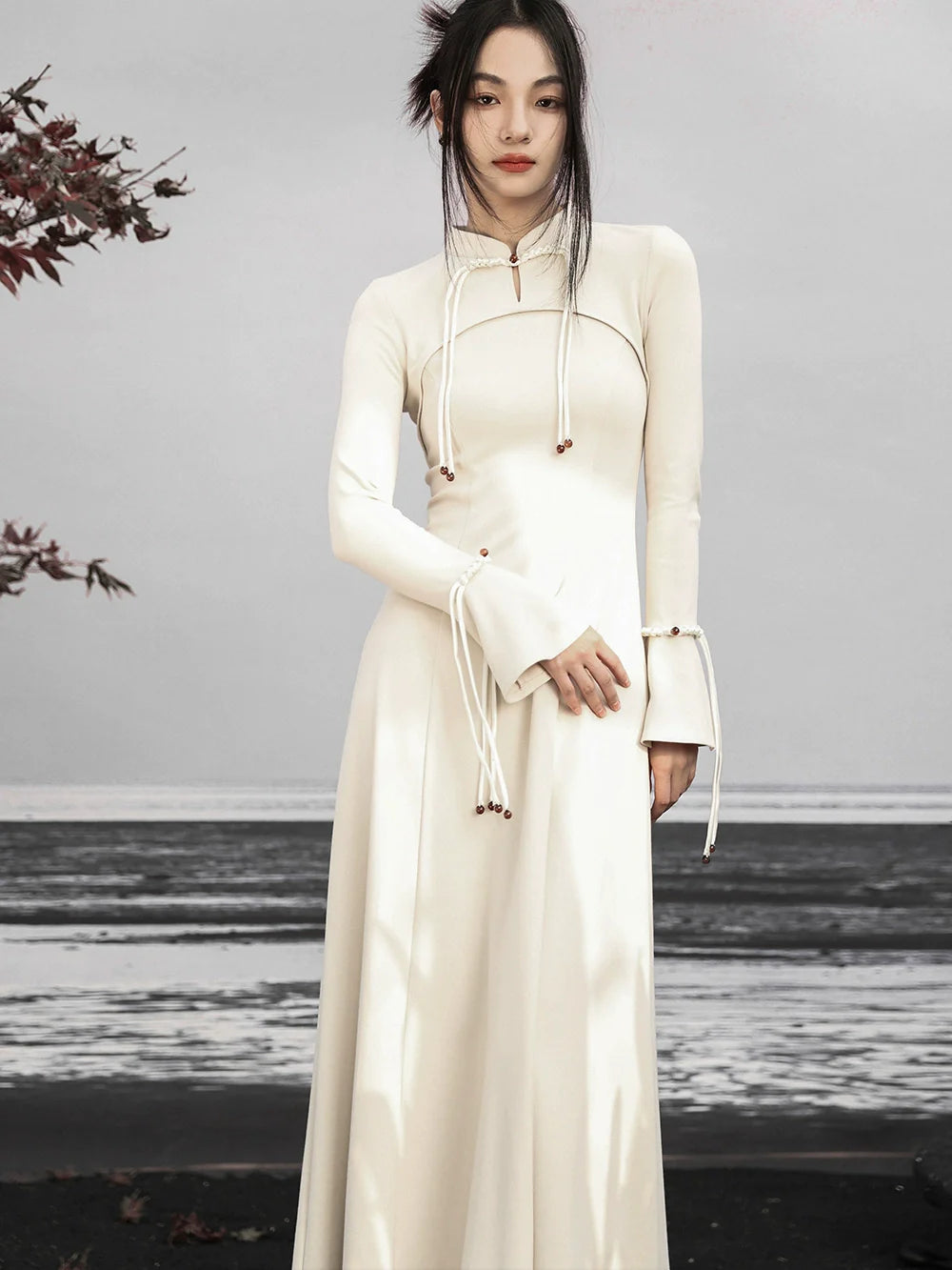 China Dress Niche Buckle White