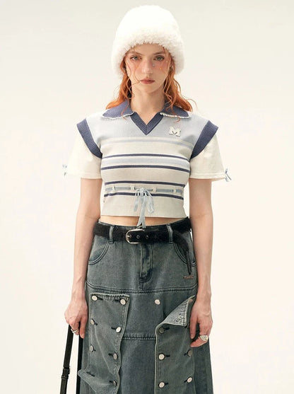 Poloshirts Sommer Kurz Gestreift