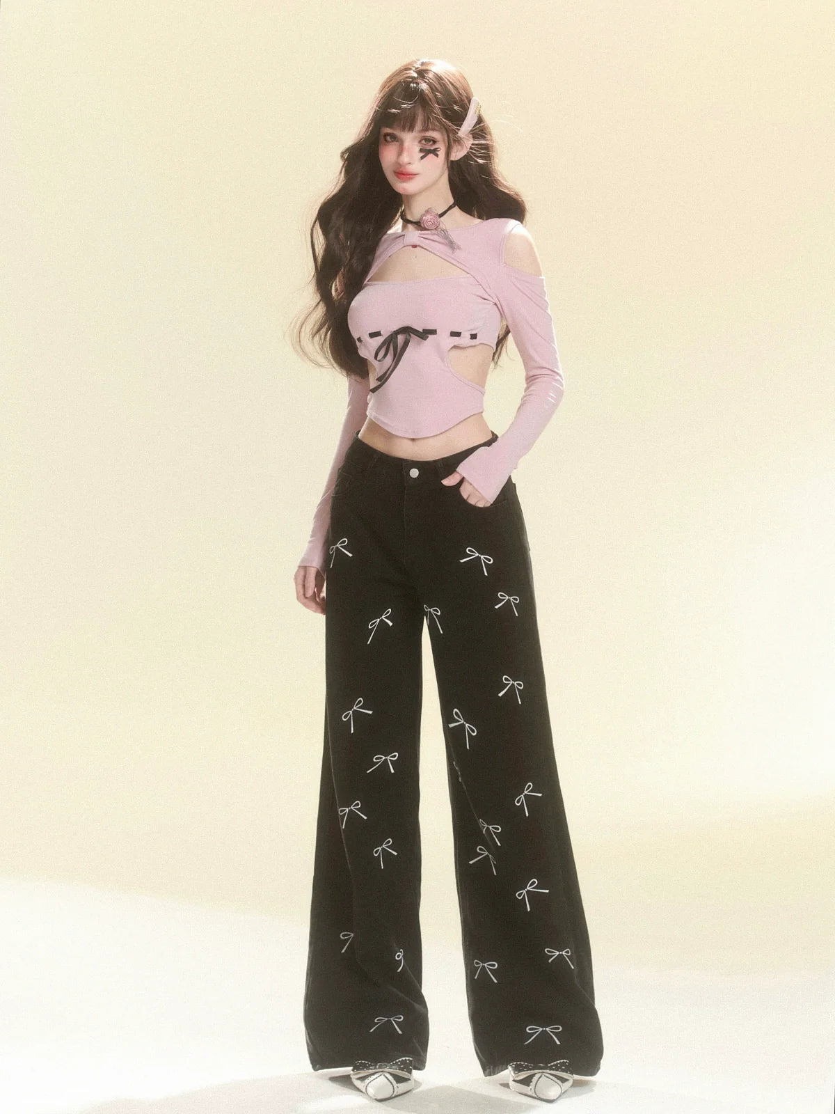 Pants Ribbon Little Wide