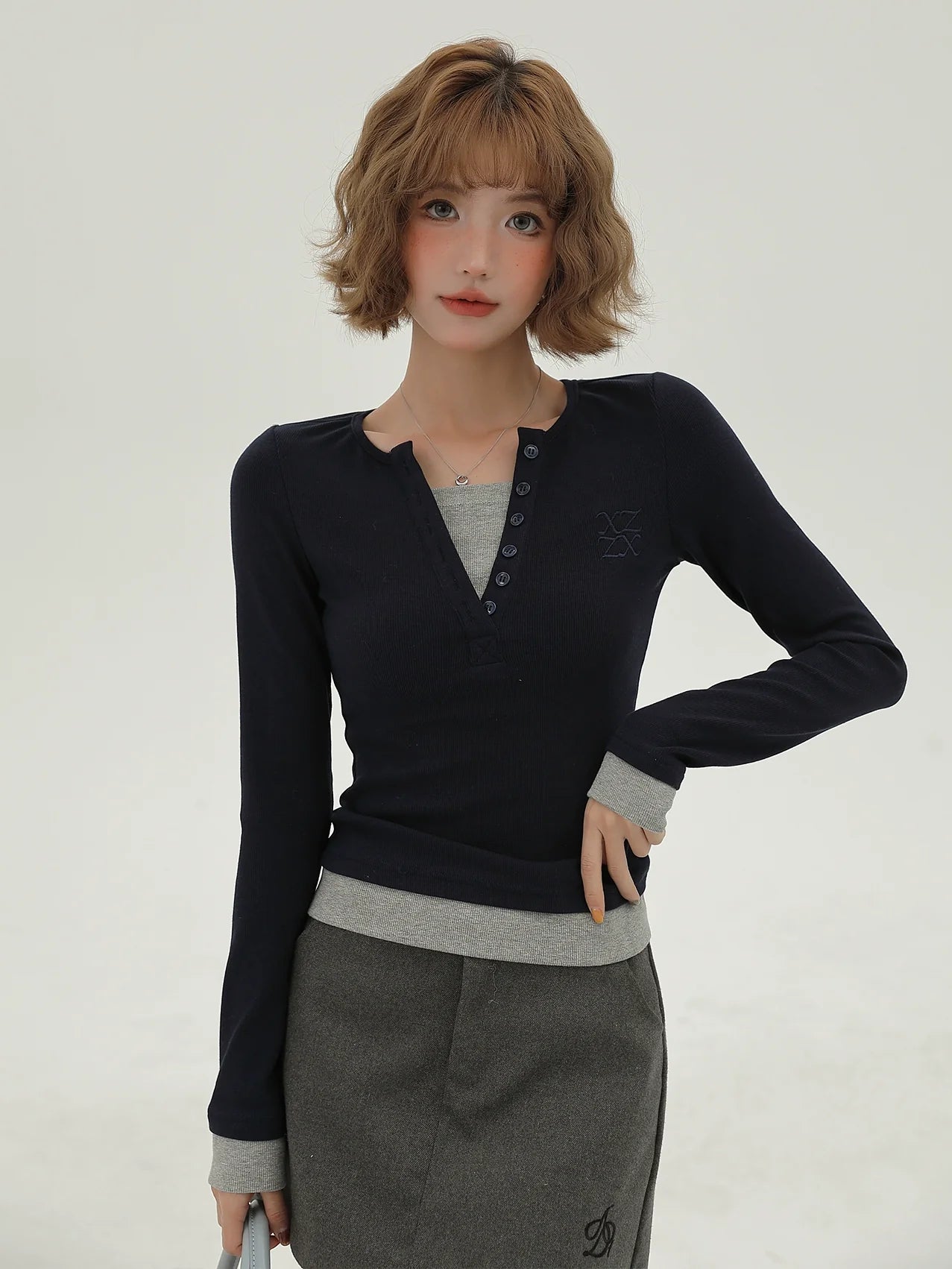 Faux Long Slim Simple Piece American T Two