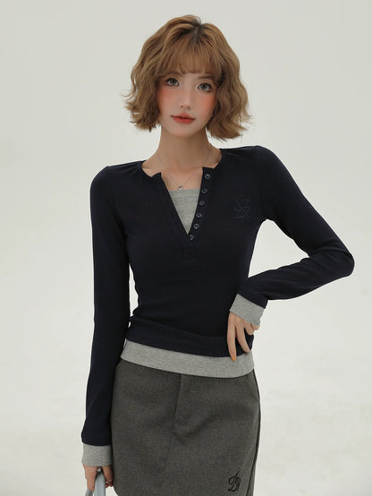 Faux Long Slim Simple Piece American T Two