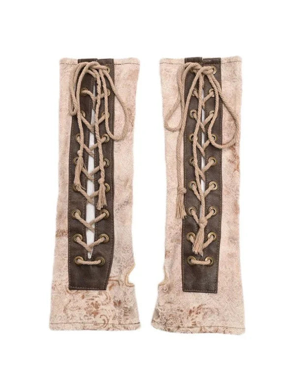 レッグブラウンレースアップウォーマー