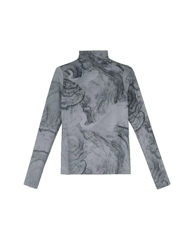 Halshoch Dunkles Marmoroberteil Slim