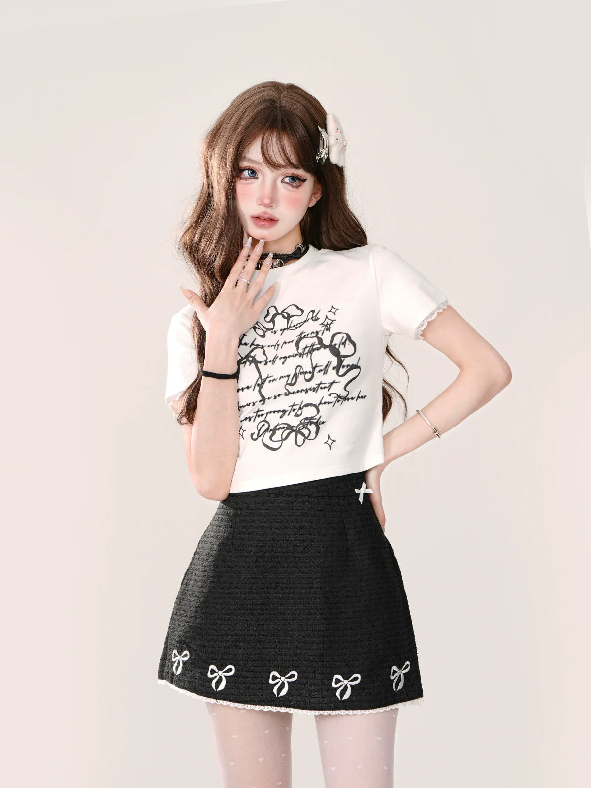 Chic American Letter Short Illustration Top Slim Design