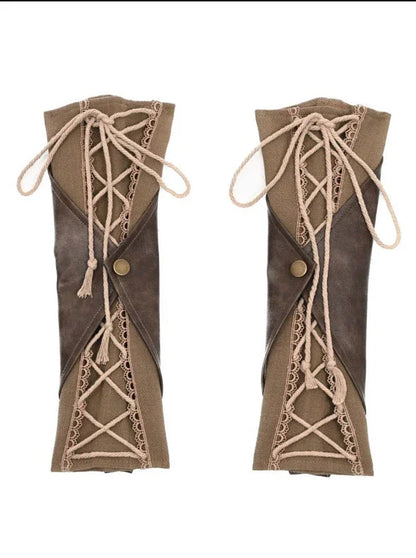 ストラップ スチームパンク スリーブ レトロ ダメージ加工 PU