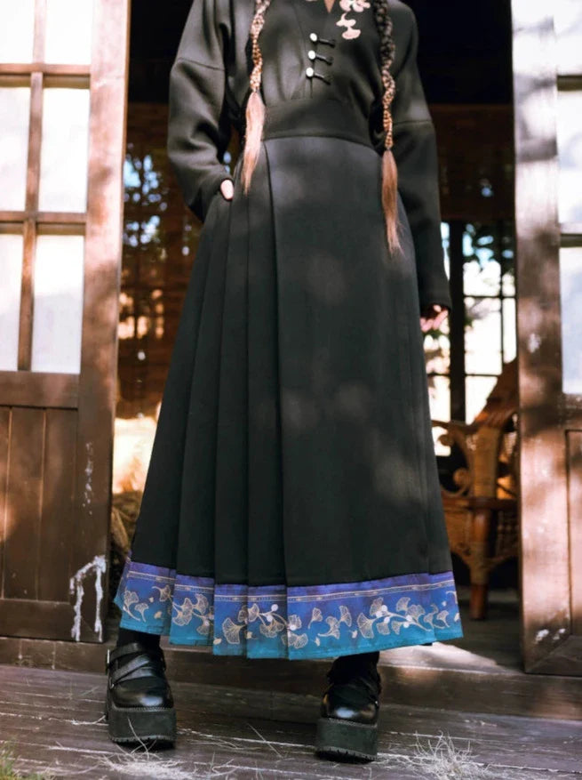 Kontrast Retro Farbe China Faltenrock Blatt