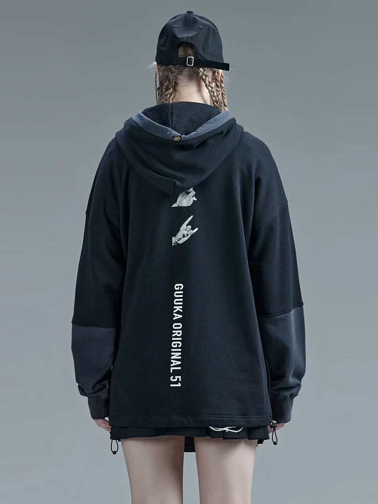 Zweiteiliger Kapuzenpullover mit Kontraststich