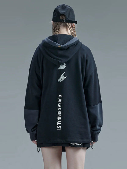 Zweiteiliger Kapuzenpullover mit Kontraststich