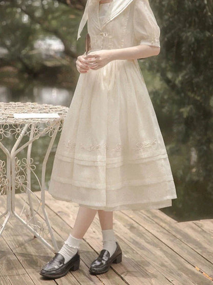 Gürtelkleid Rose + Rock über Tüll Matrosenfarbe + Natürliche Feenkragenstickerei