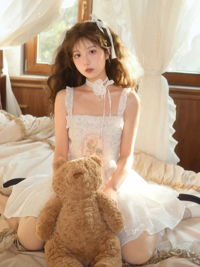 チュチュレースの妖精プリンセスジャケット、ショートキャミソール、テイルフローラルスカート