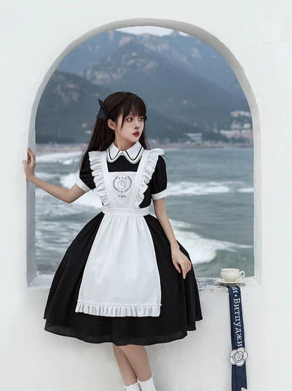 Kleid College Lolita mit Rüschen + französische Schürze
