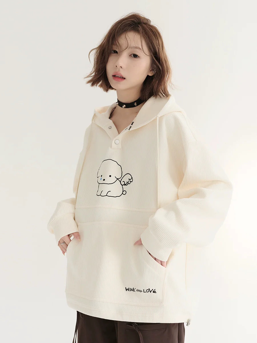 Doc Fluffy Hooded Illustration Hoodie with Hooded