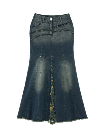 Denim Mermaid Retro Skirt