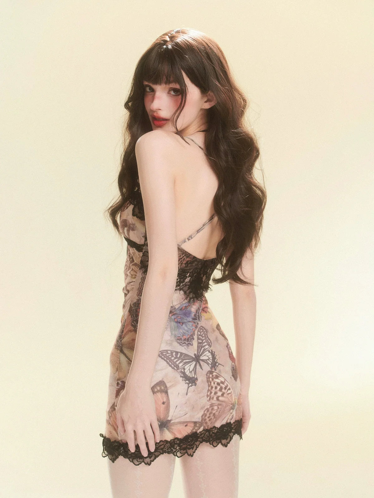 スリット入りシアーバタフライドレス ショート