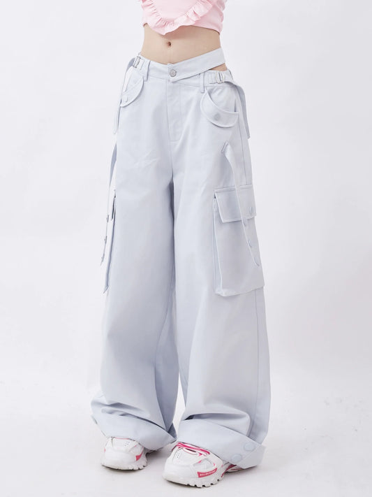 Pocket Pants Wide Blue Light Side