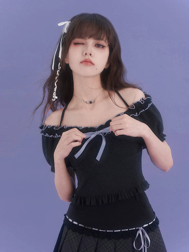 Little Ribbon Top Lila Rüschen