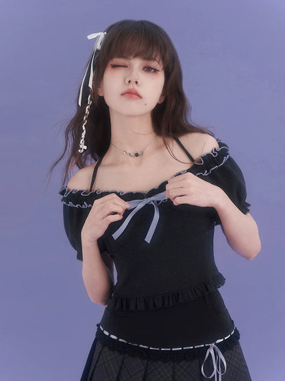 Little Ribbon Top Lila Rüschen