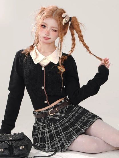 Collar Sunny Faux Polo Zweiteiliger Strick-College-Bär