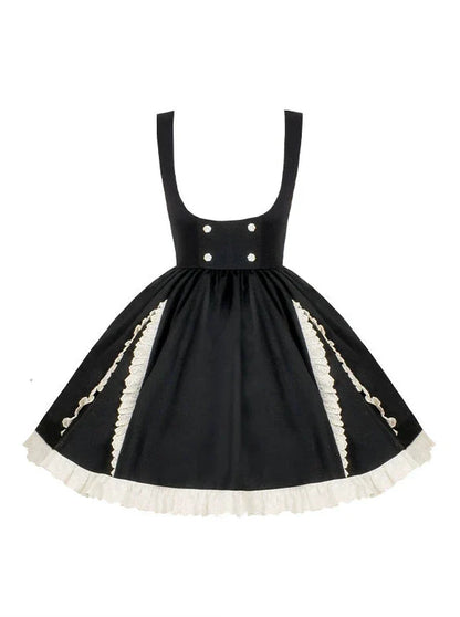 Rüschenrock mit Riemenband und Stehkragen