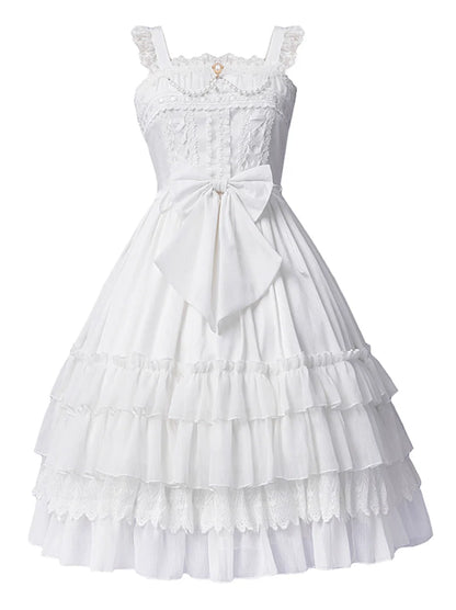 ロリータサスペンダーピュアプリンセスホワイトドレスボリューム