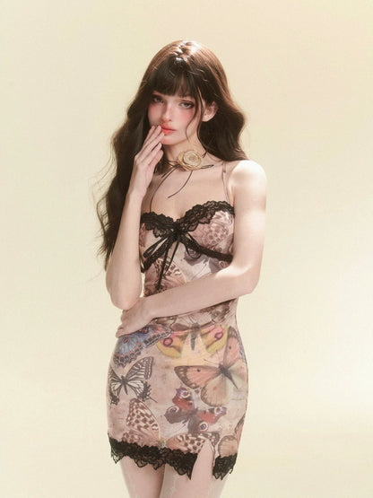 スリット入りシアーバタフライドレス ショート