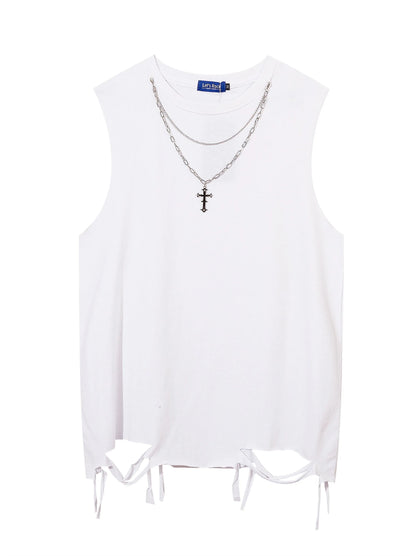 ブラックトップ クロス+ストリート チェーン アメリカン Tシャツ タンク ルーズ