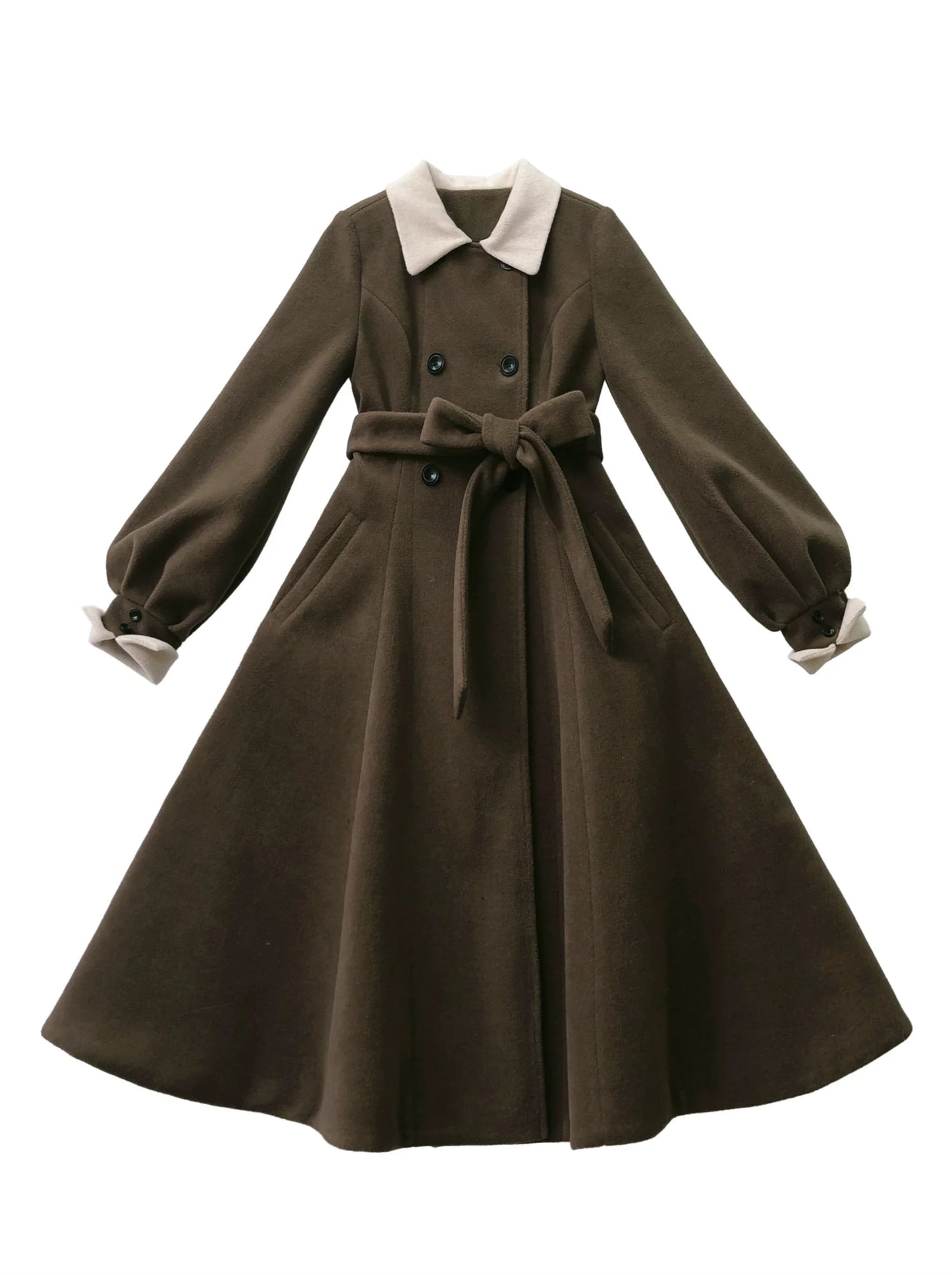 Sleeveless Coat Belt  Ribbon Classic Layered Accessory Dress Brown Check Retro Pearl Volume
