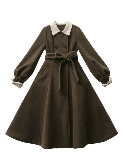 Sleeveless Coat Belt  Ribbon Classic Layered Accessory Dress Brown Check Retro Pearl Volume