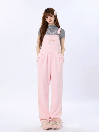 Sweet Loose Straight Casual Overalls High Waist