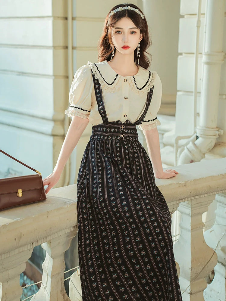 レトロスカート レトロサスペンダー + シャツ