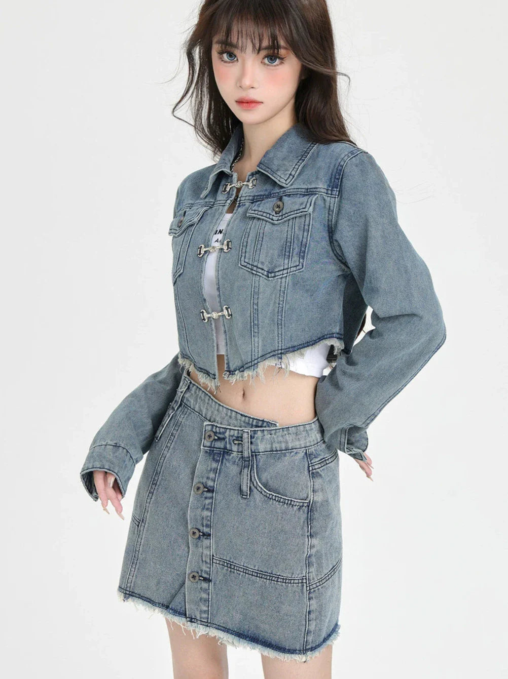 Retro Jacket Skirt Denim + Short American