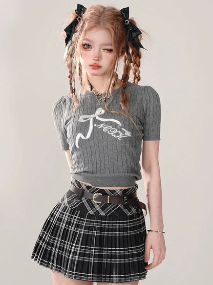 ガーリーなリボンショートトップタイト