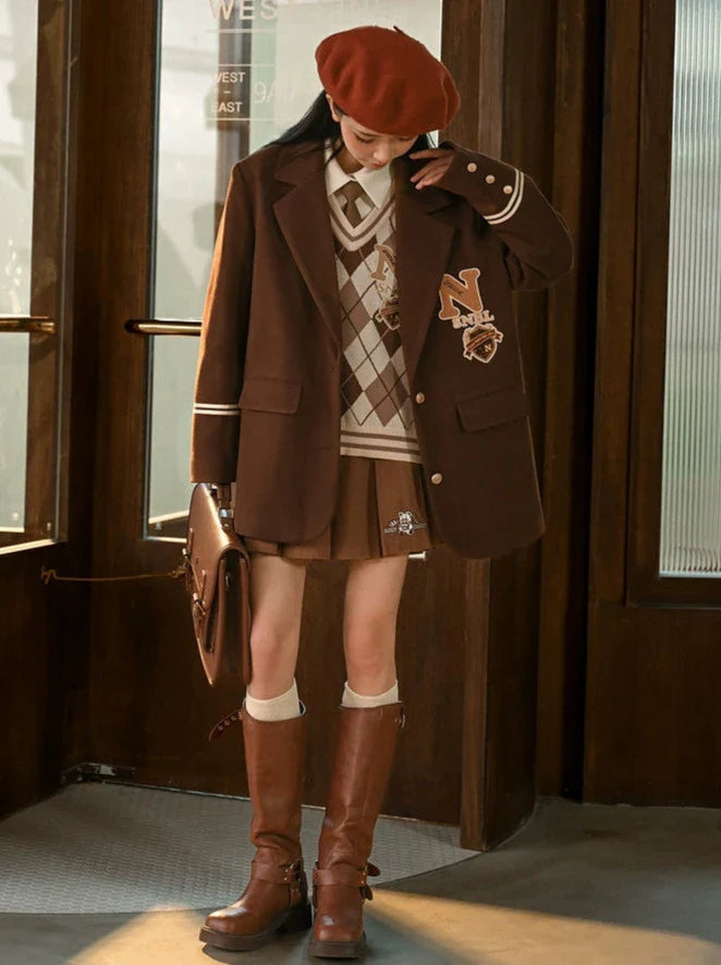 Brown Style Wool American College Maillard Jacket