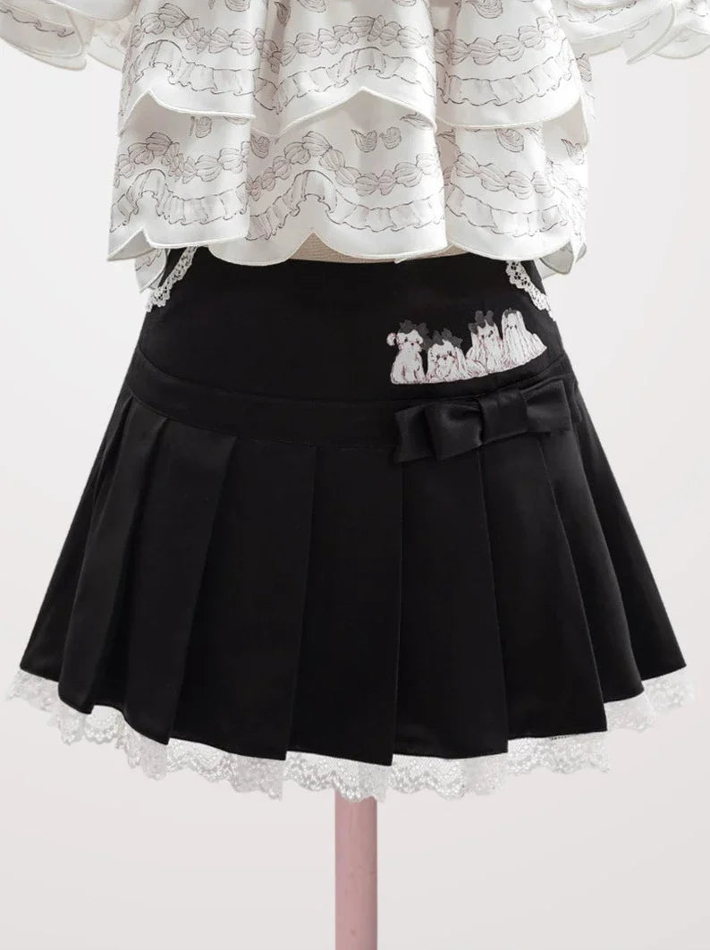 Lolita Cream Mal Cheese Spitzenfaltenrock