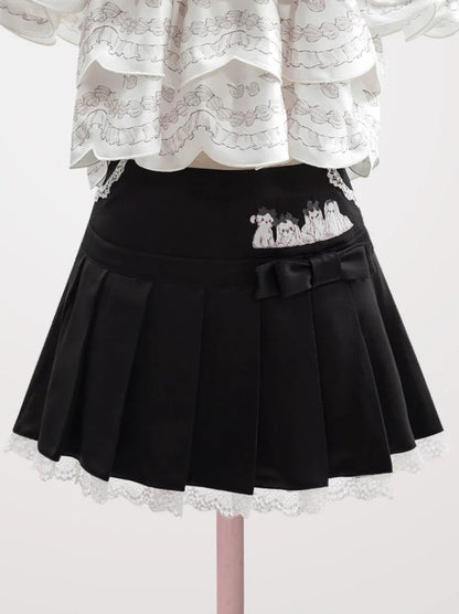 Lolita Cream Mal Cheese Spitzenfaltenrock