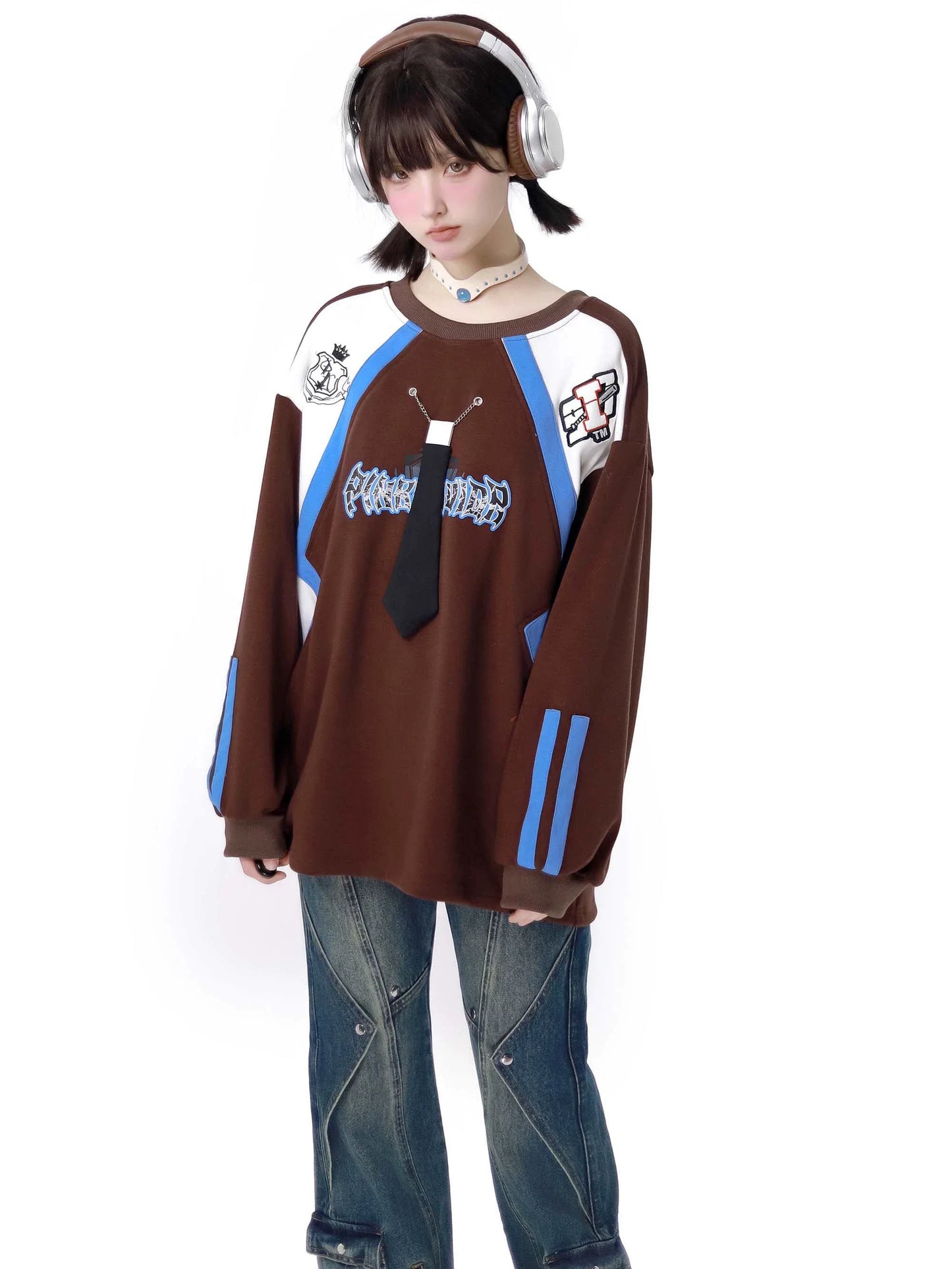 Farbe Sweatshirt American Retro Loose Contrast