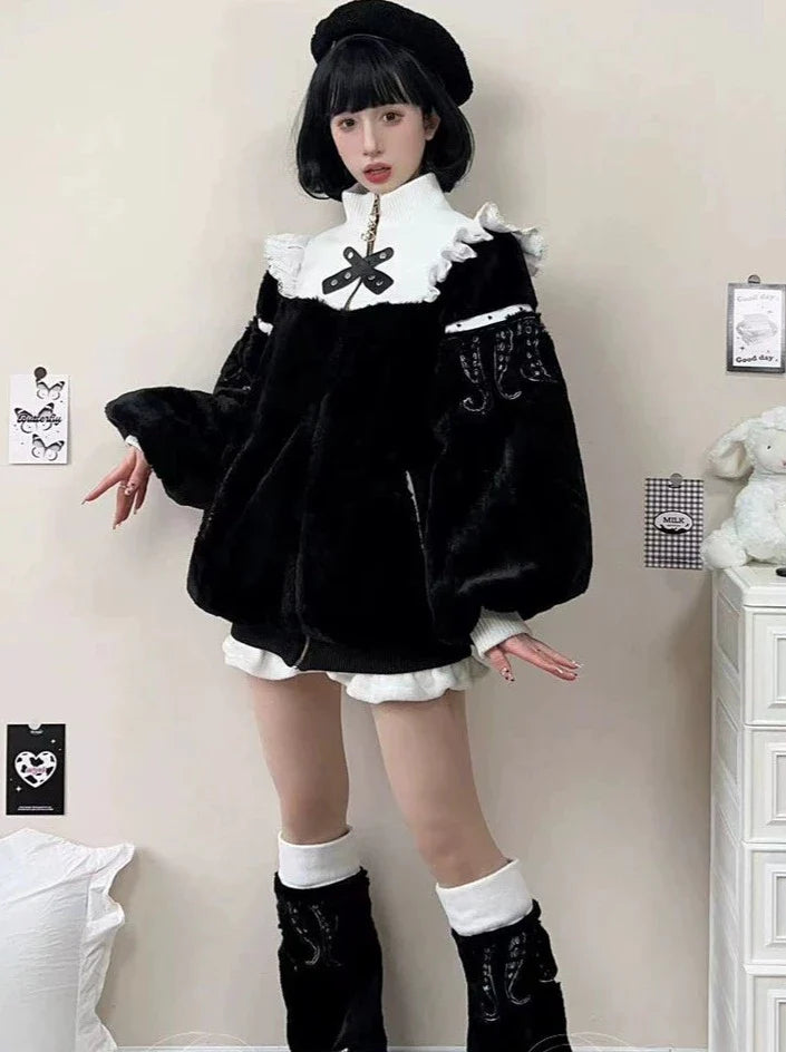 ネックジッパーハイファーマインコート