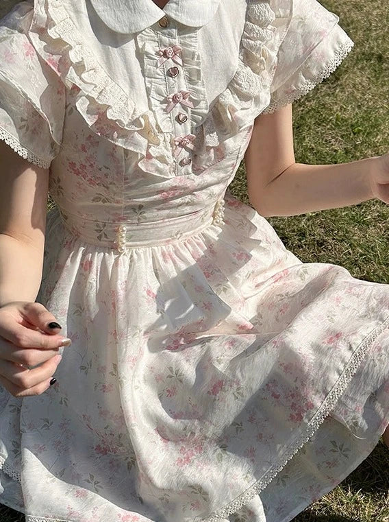 フリルフラワーガーリードレスガール