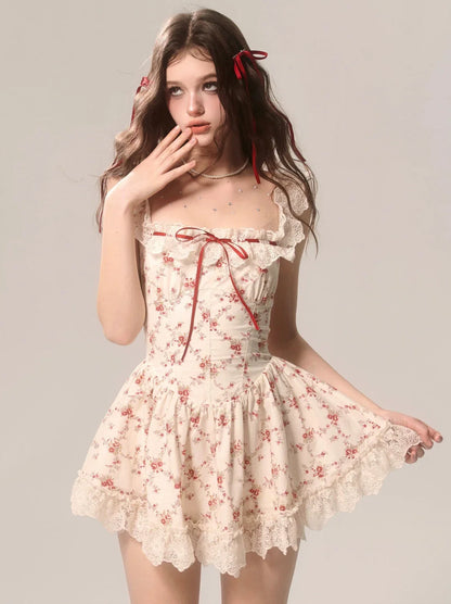 レースフローラルローズドレスキャミソールフレンチソウル