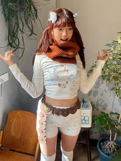 Fur Diamond Pattern Pants