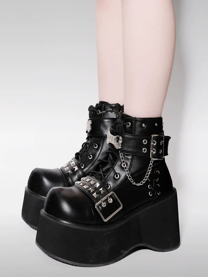 Rock Boots Platform Punk Round Toe