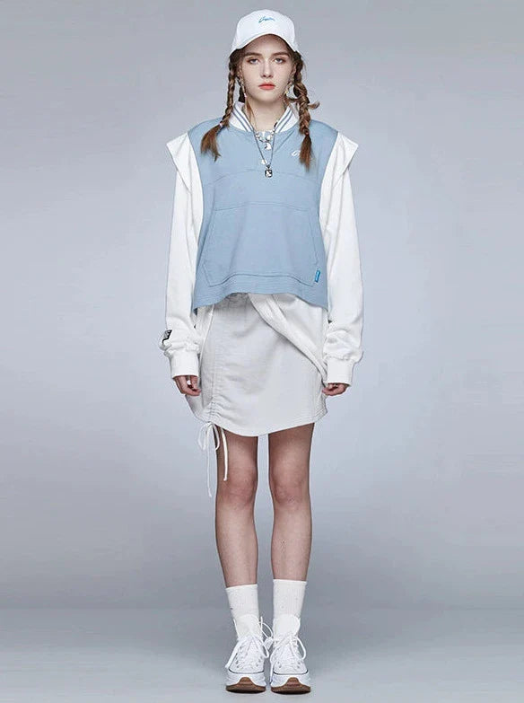 Sportliche Weste Strick Blau-Weiß