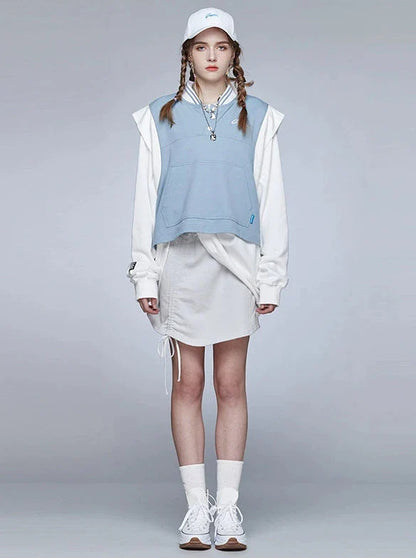 Sportliche Weste Strick Blau-Weiß