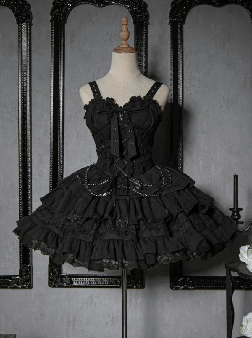 Kleid Kurz Kreuz Vertrag Sweetheart Gothic