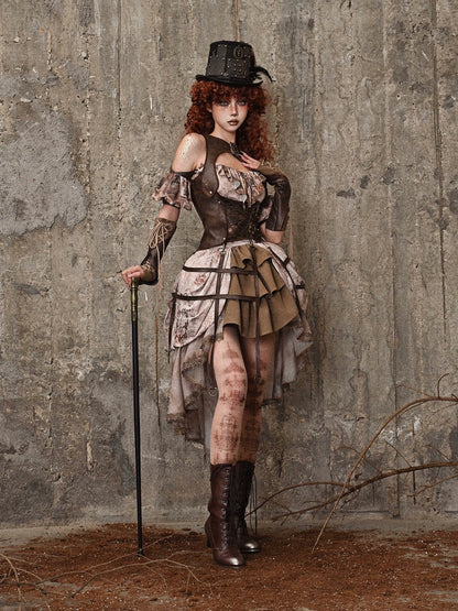 レザーケージレトロバードベストスチームパンク