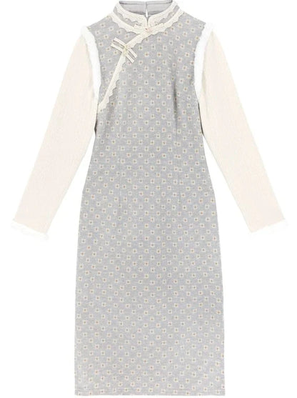 China Dress Sweet Retro Pastel Flower