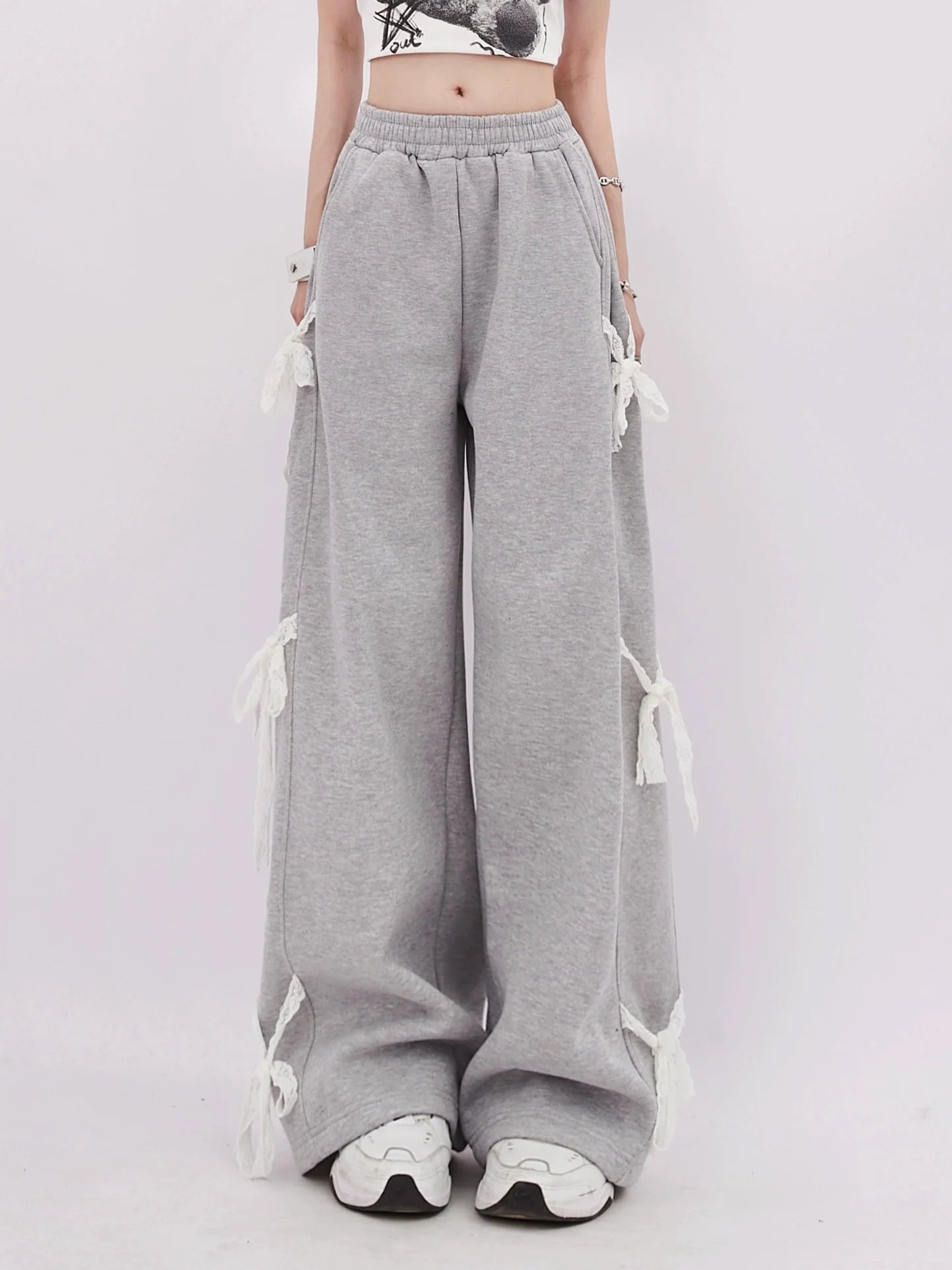 White Ribbon Sweatpants Little