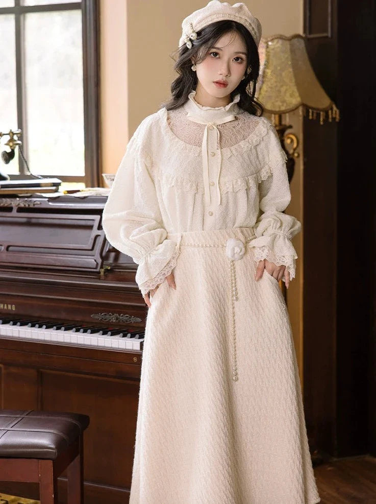 Skirt Flared Sweet + Retro Shirt Lace Girly